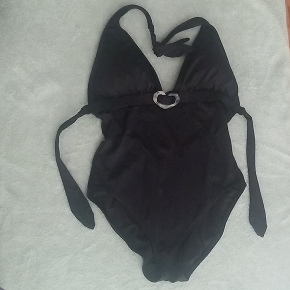 EUC Kate Spade Black Halter One Piece Swimsuit size Large - Picture 4 of 8